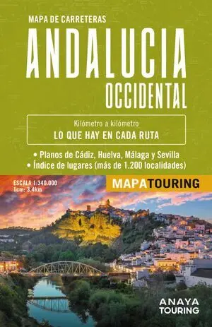 MAPA DE CARRETERAS DE ANDALUCÍA OCCIDENTAL (DESPLEGABLE), ESCALA 1:340.000