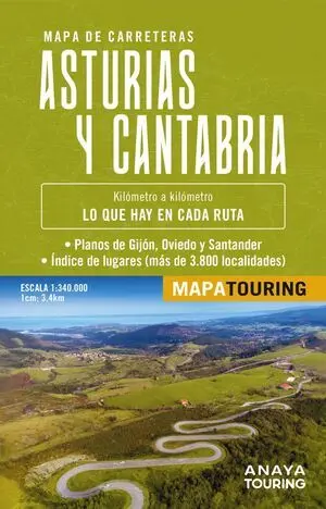 MAPA DE CARRETERAS ASTURIAS Y CANTABRIA (DESPLEGABLE), ESCALA 1:340.000